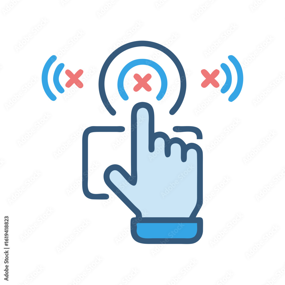Poster hand deleting or canceling an action on touch screen