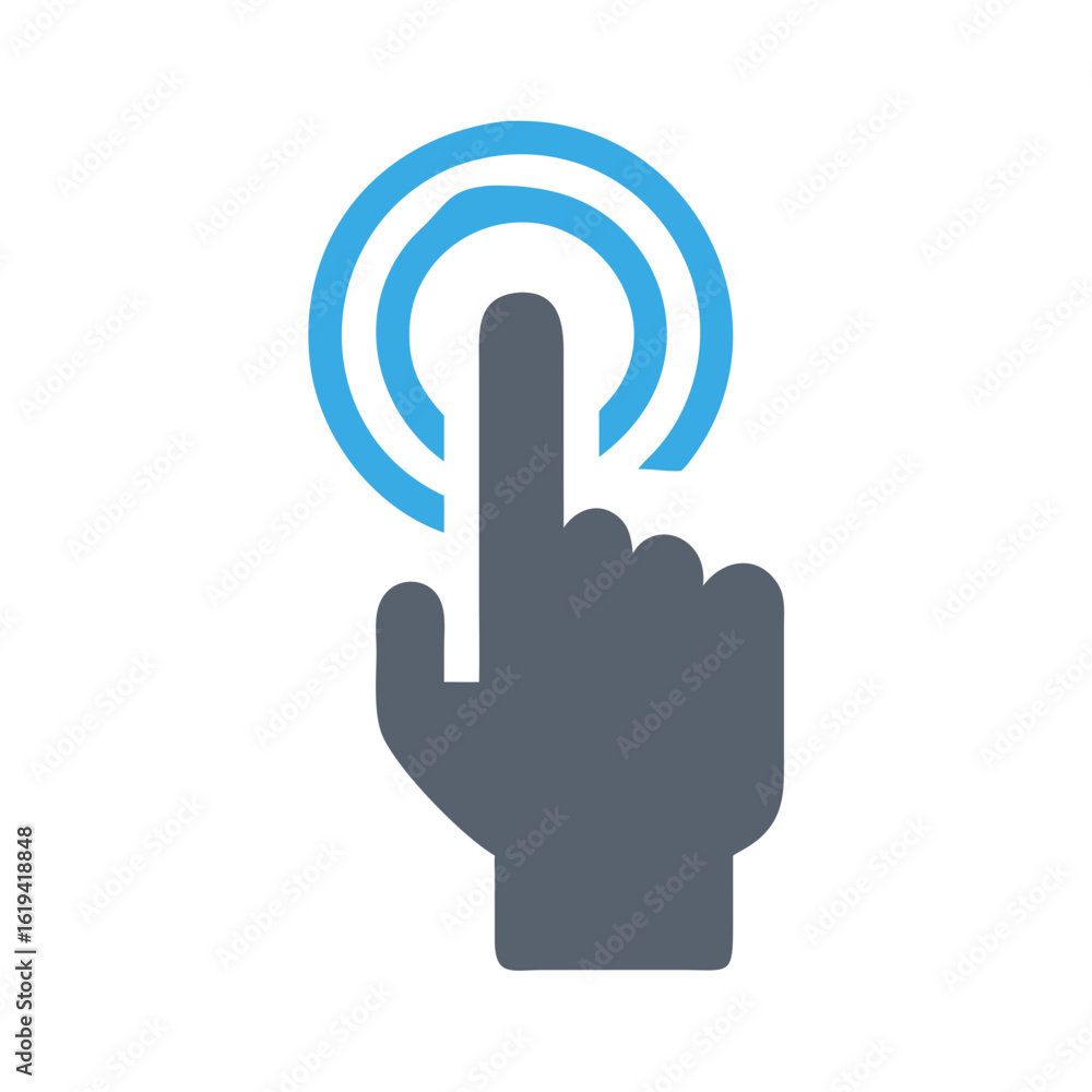 Poster flat design hand touching a target on a black background