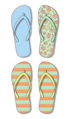 flip flops vector illustration. flip flops on white background, summer vibes.