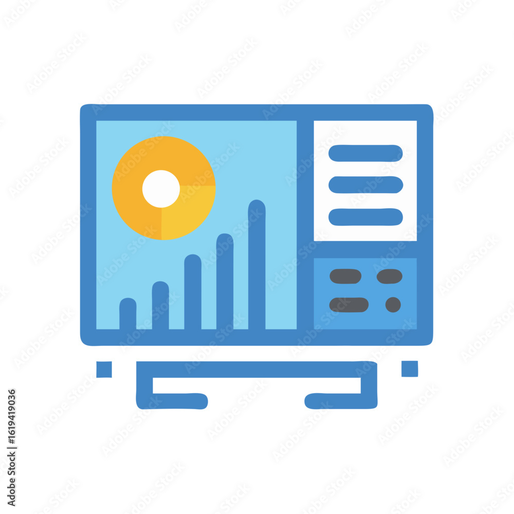 Poster data analysis on screen displaying growth charts and information
