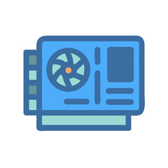 Stylized computer power supply unit illustration for design work