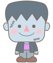 Cute happy halloween element zombie boy