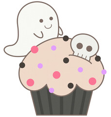 Cute Halloween white ghost cupcake with sugar sprinkle