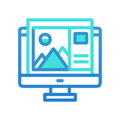 Digital display with website design mockups in vector style