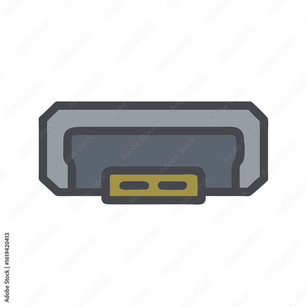 Poster modern light gray computer port with gold connection lines