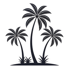 Fototapeta premium Three silhouette palm trees on a white background