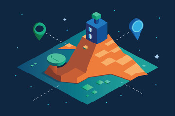 Naklejka premium Isometric 3D Map Location Vector Background
