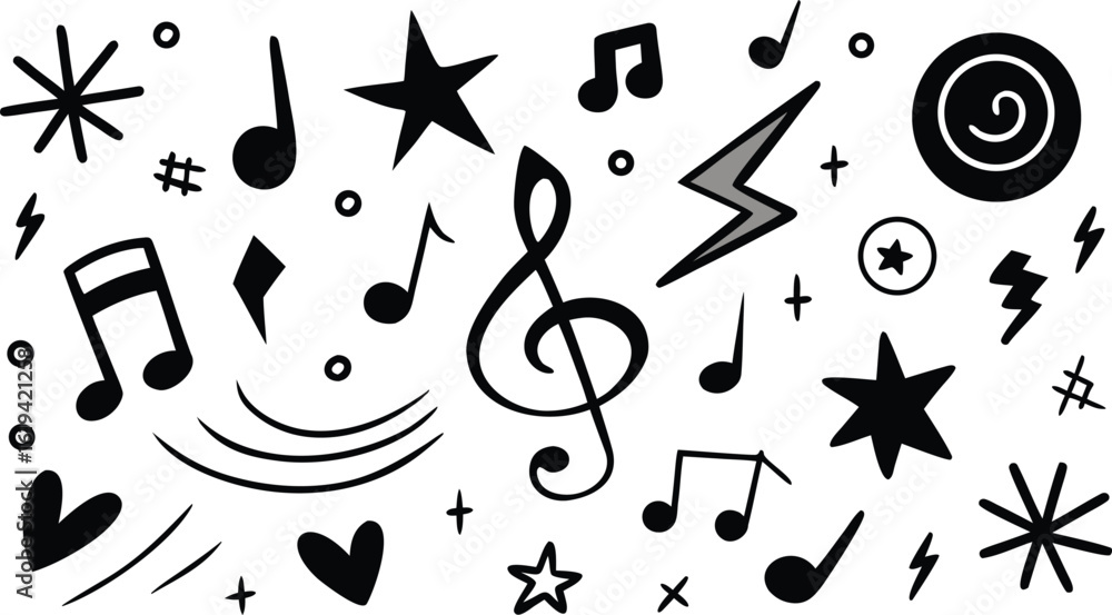 Poster seamless pattern with musical notes