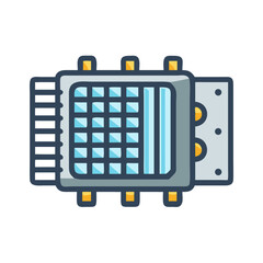 Stylized server equipment icon for data and technology visuals