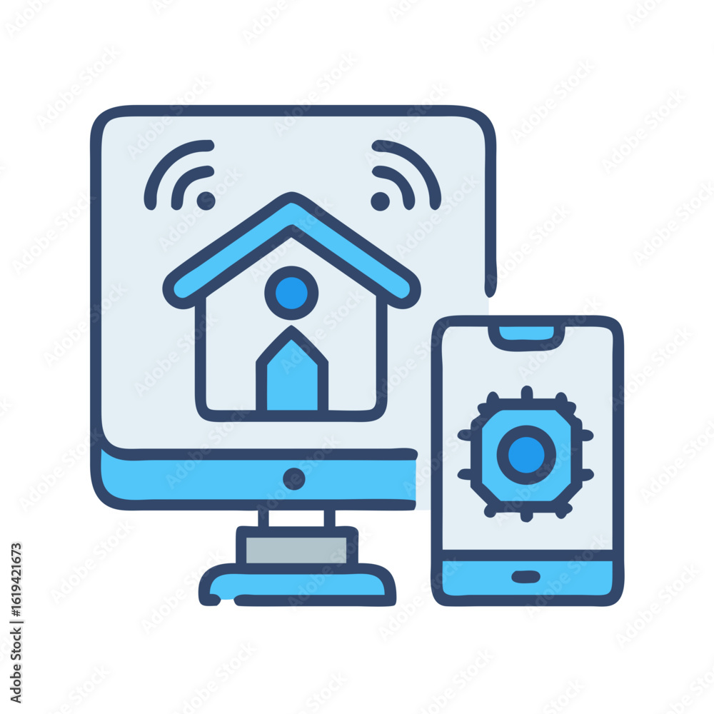 Poster smart home control interface on computer and smartphone