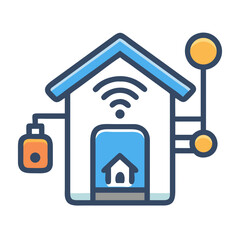 Smart home automation system graphic icon with connectivity