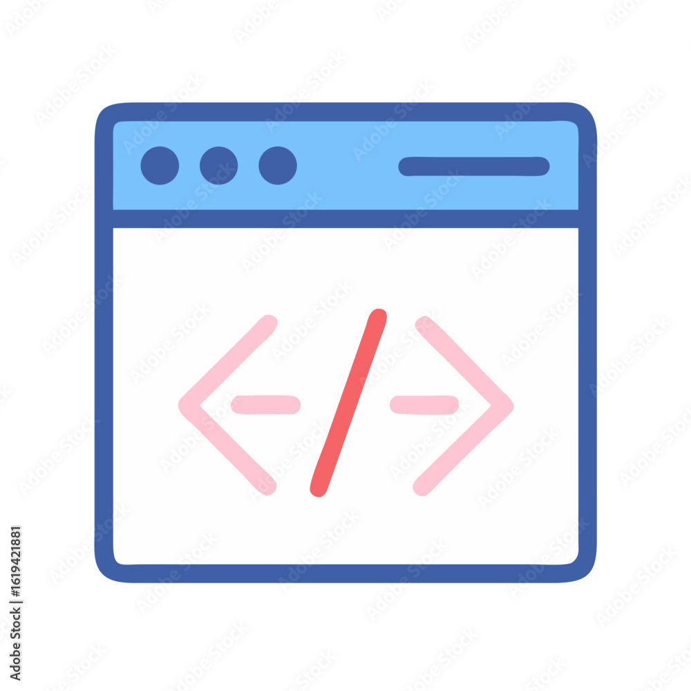Poster website coding icon illustration, web development graphic