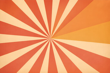 Sunburst Background with Orange and Beige Stripes &mdash; Radiating Pattern and Gradient Fade Right