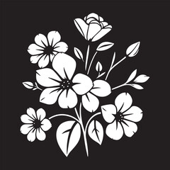 Elegant white flowers on black background, floral arrangement design