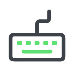 Minimalist keyboard icon for technology concept on black backdrop