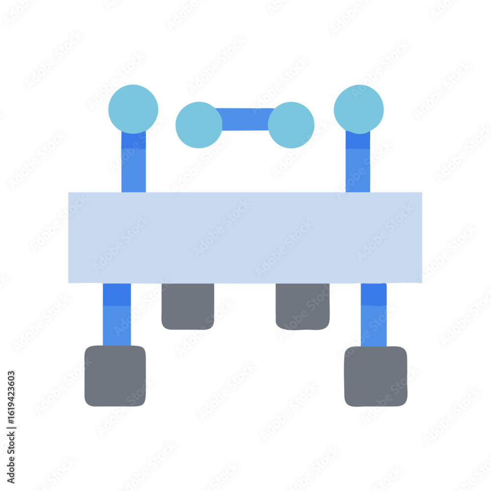 Poster abstract icon of a table or platform with spheres