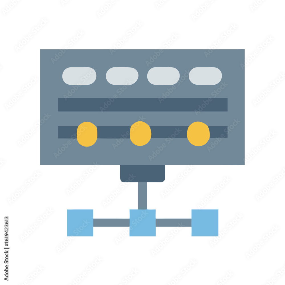 Poster schematic diagram showing process nodes and linked relationships visually