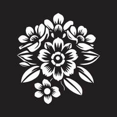 Obraz premium Elegant white floral design on stark black background showcases beautiful art