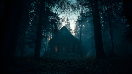 Fototapeta premium scary house in mysterious horror forest