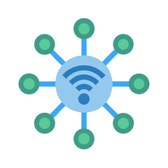 Minimalist network illustration with Wi-Fi hub and connected points
