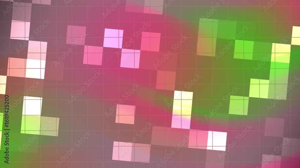 Poster abstracts blink square colorful pixelated grid background with dynamic movement and gradient effects