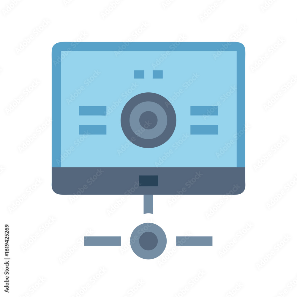 Poster connected server network icon in flat design style