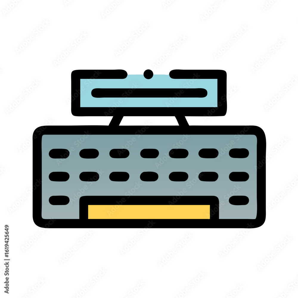 Poster modern keyboard vector illustration with abstract monitor design above