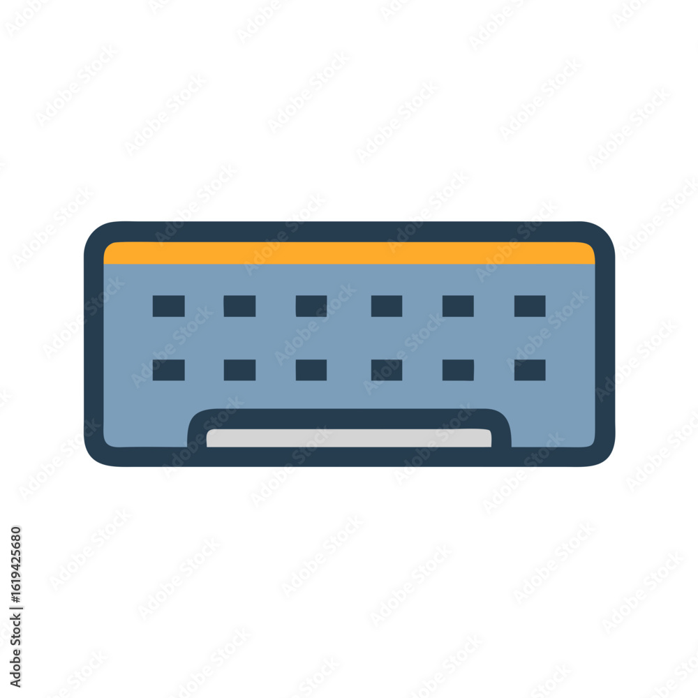 Poster simple flat keyboard icon with key placeholders design concept