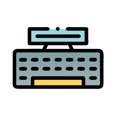 Modern keyboard vector illustration with abstract monitor design above