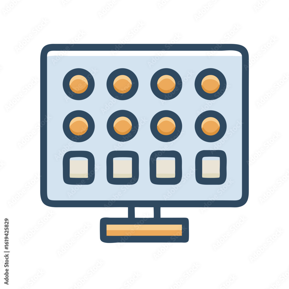 Poster computer screen with buttons and blank squares illustration design