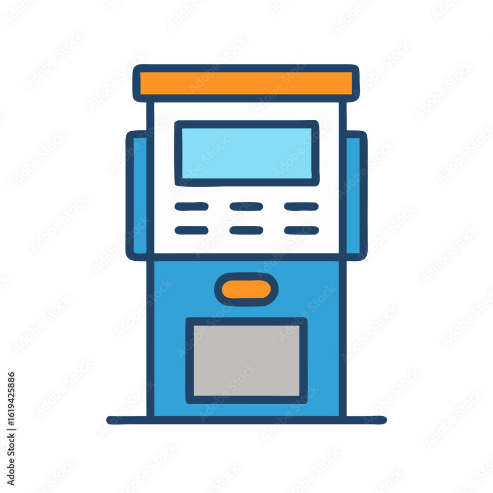 Poster cartoon automated teller machine atm design on black background