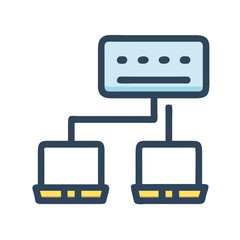 Network infrastructure illustration with two clients connected to server