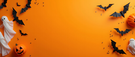 3D Jack-o'-lantern puppets - Playful Halloween top view style