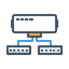 Server and connected databases network icon stock image