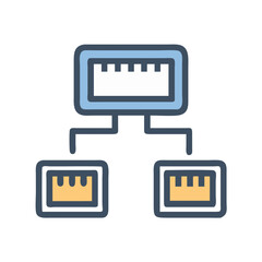 Network Diagram Illustrating Connections in a Blue, Yellow Style
