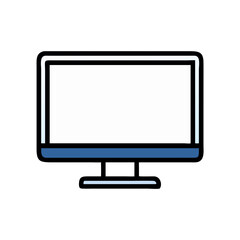 Flat vector illustration of computer monitor screen on black background