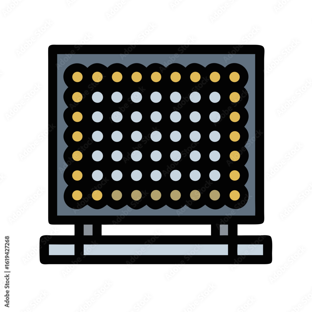 Poster modern led light panel array with stands isolated on black
