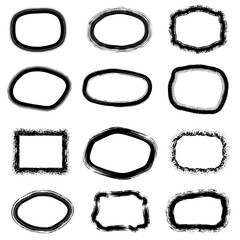 Collection of Hand-Drawn Textured Frames in Various Shapes
