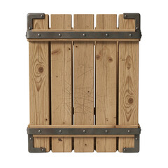 rural crate isolated on white background, wide view high detail wooden texture, realistic aged wood planks with nails, farm storage container cut out for transparent background PNG