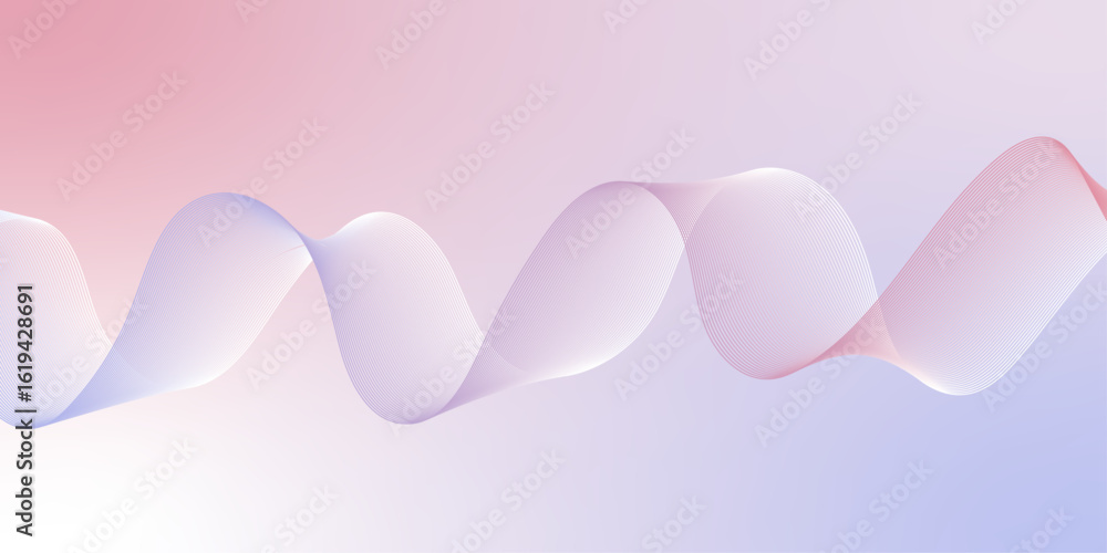 Aufkleber modern wave blend design abstract pink background with glowing curved lines technology line mesh.