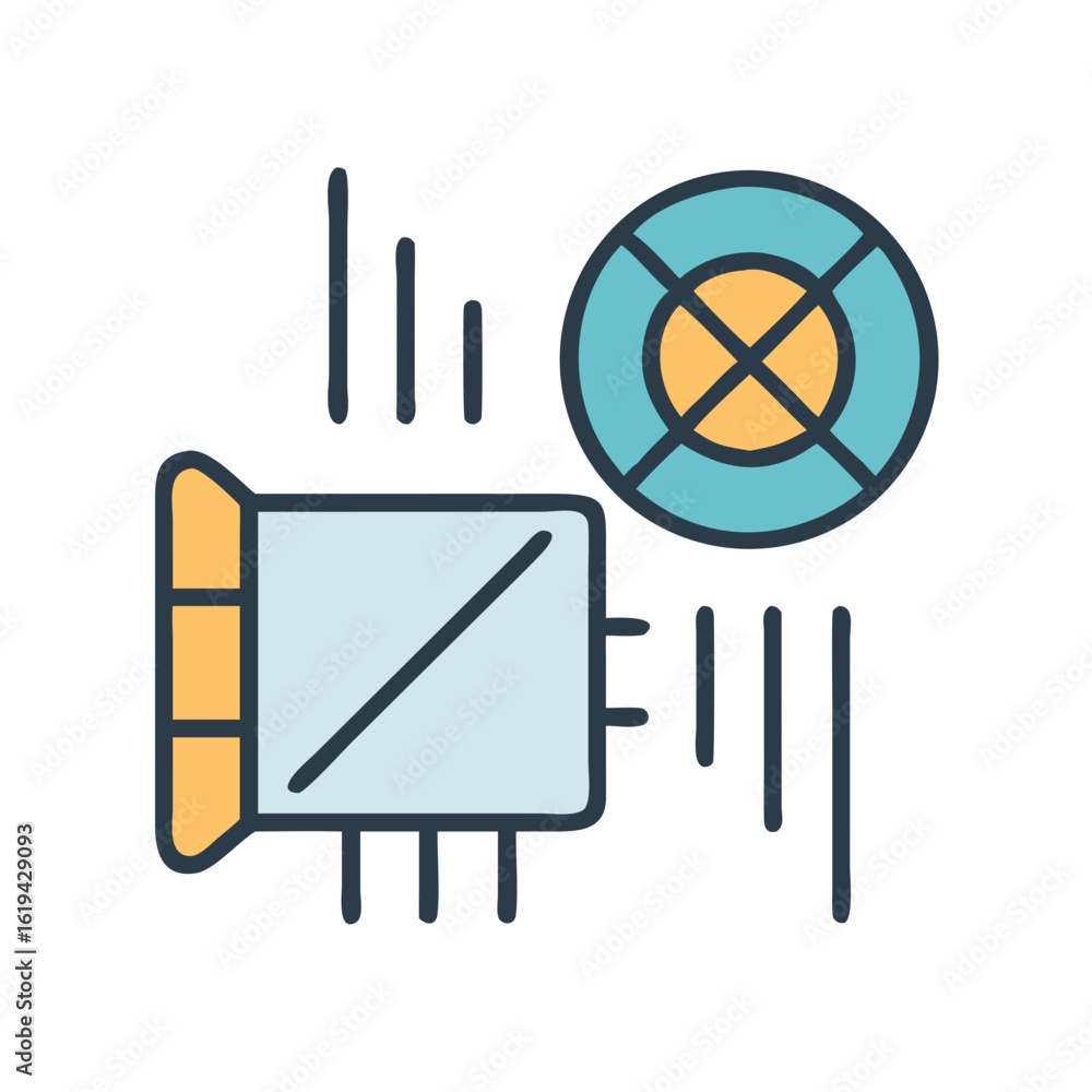 Poster abstract icon of spaceship with data and connection illustration