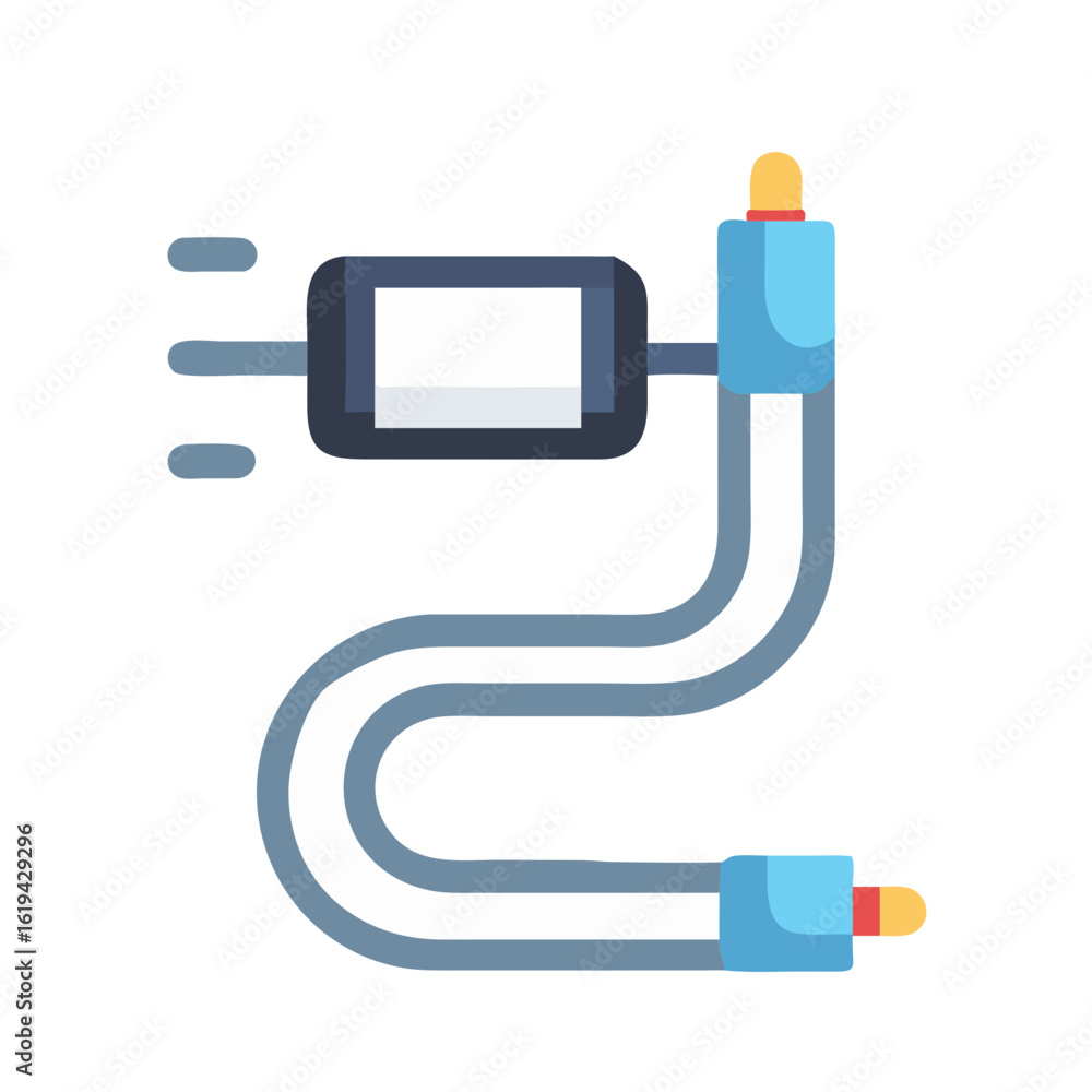 Poster stylized computer data cable with central display screen icon