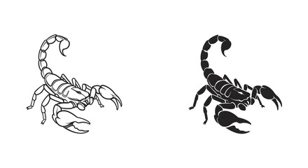 Obraz premium Potent Scorpion Duo: Intricate Outline and Bold Silhouette for Desert, Zodiac, and Mystical Designs