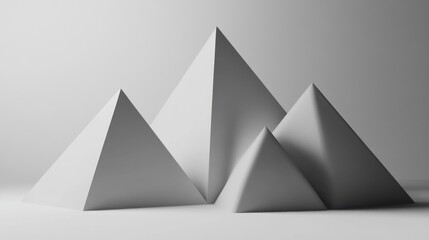 Abstract geometric pyramids on a plain white background.