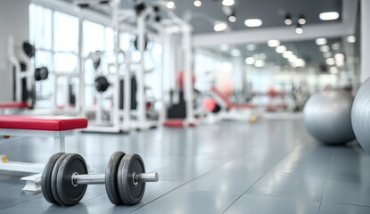 Fototapeta premium Empty gym interior, fitness equipment
