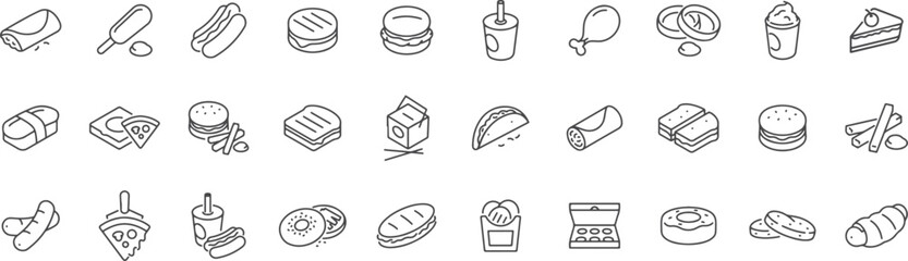 Cooking and Kitchen Essentials Icons – Utensils, Pots, Pans, Spices, Ingredients, Cutlery, Stove, Chef Equipment, Kitchen Tools

