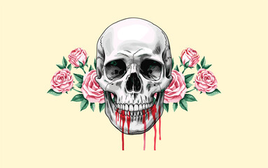 Skull vector design, vector illustration, Skull  design, silhouette style.
