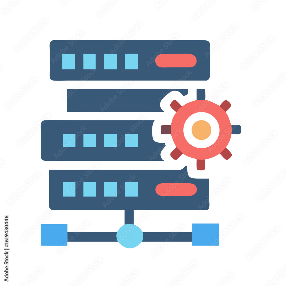 Poster server stack with gear icon, database management and configuration