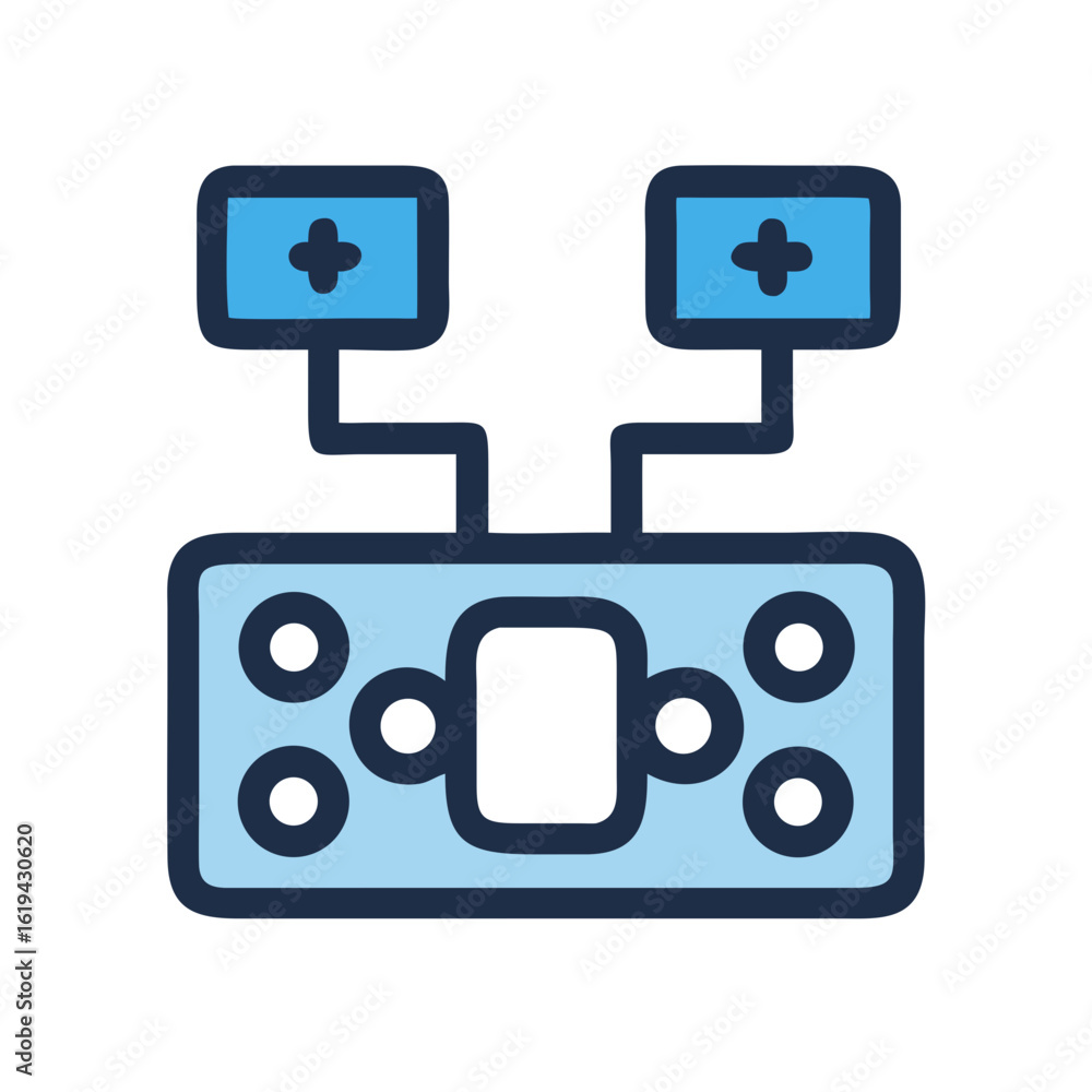 Poster simple blue circuit board graphic with multiple connection points