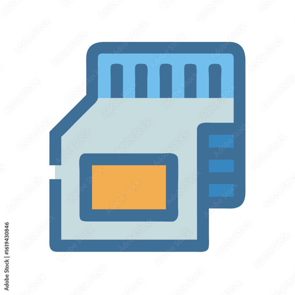 Poster flat vector icon illustration of a memory card device
